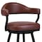 Armen Living Amador 30" Bar Height Barstool in a Black Powder Coated Finish and Vintage Coffee Faux Leather 721535746996 - alternate 3